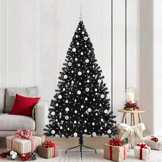 Kunstmatig Voorverlicht Kerstboom met 300 LED Zwart 210 cm PVC