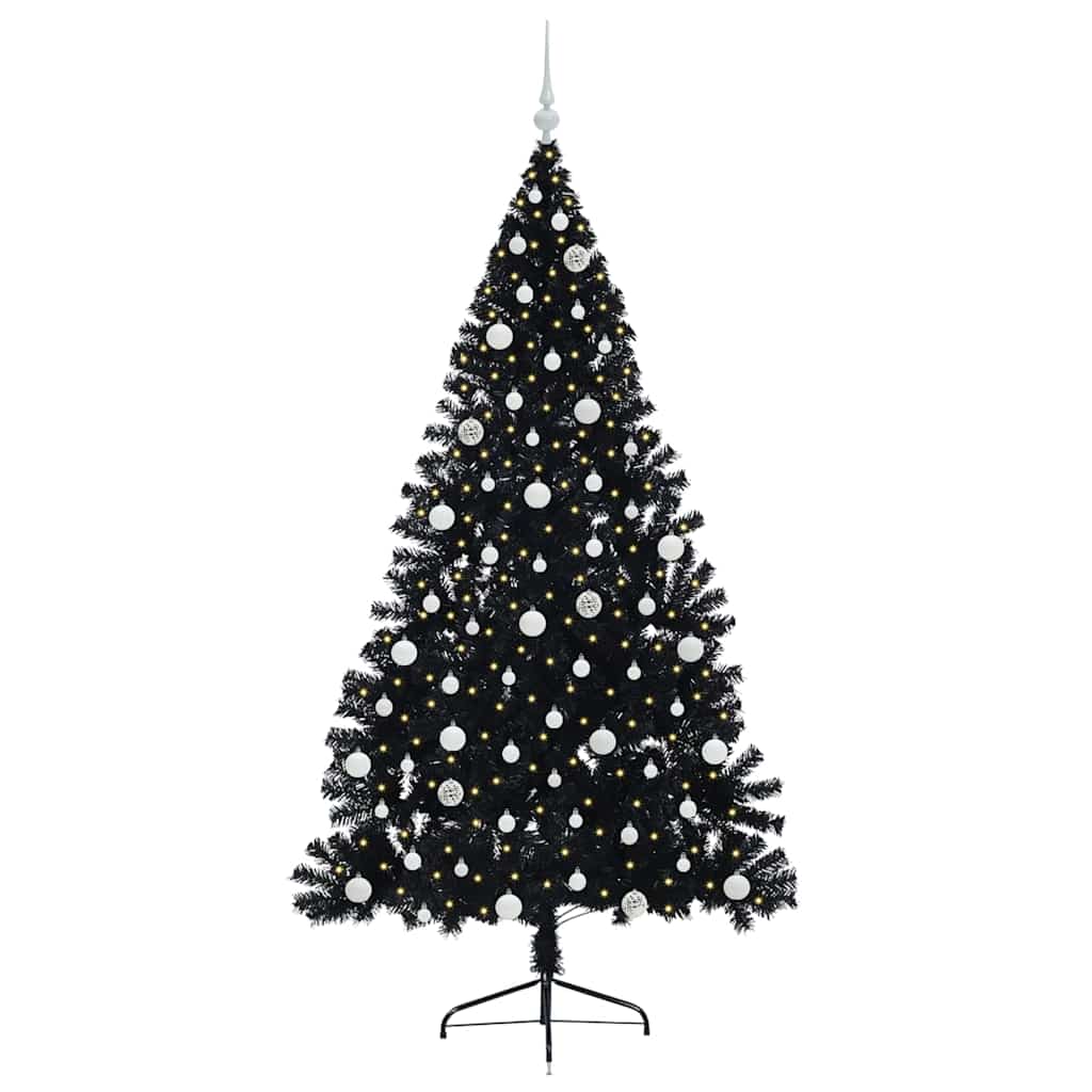 Kunstmatig Voorverlicht Kerstboom met 300 LED Zwart 210 cm PVC