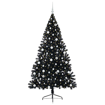 Kunstmatig Voorverlicht Kerstboom met 300 LED Zwart 210 cm PVC