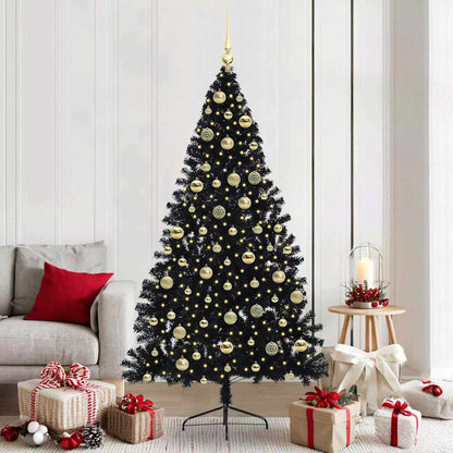 Kunstmatig Voorverlicht Kerstboom met 300 LED Zwart 210 cm PVC