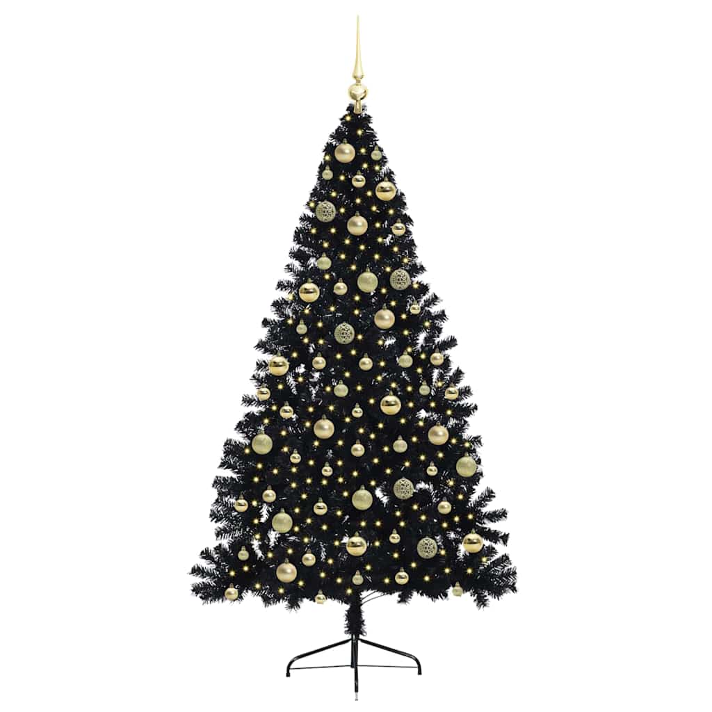 Kunstmatig Voorverlicht Kerstboom met 300 LED Zwart 210 cm PVC