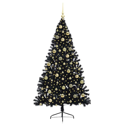Kunstmatig Voorverlicht Kerstboom met 300 LED Zwart 210 cm PVC