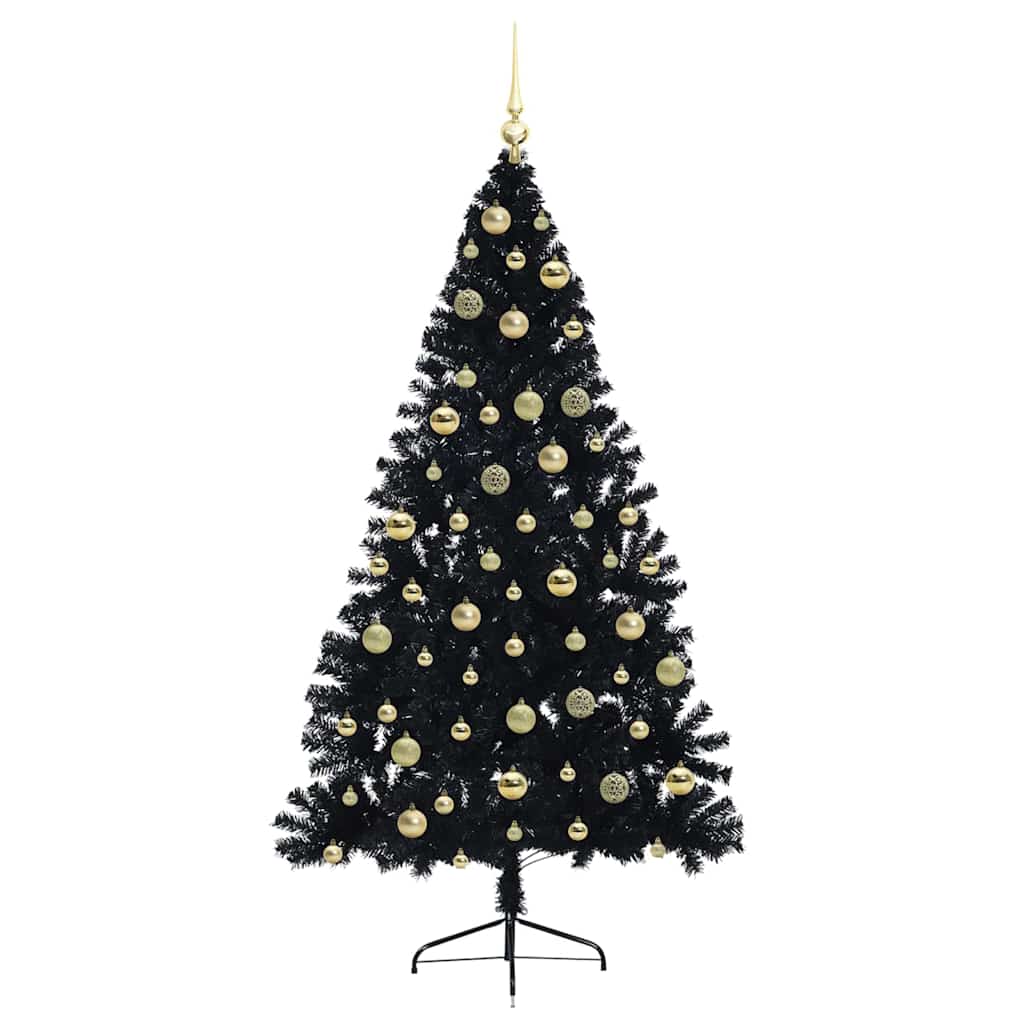 Kunstmatig Voorverlicht Kerstboom met 300 LED Zwart 210 cm PVC