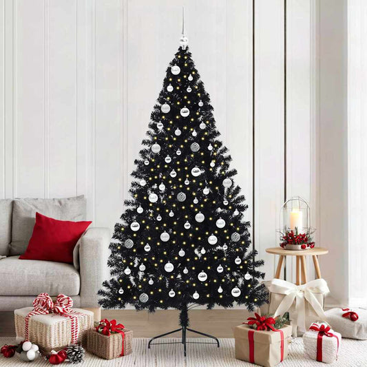 Kunstmatig Voorverlicht Kerstboom met 300 LED Zwart 210 cm PVC
