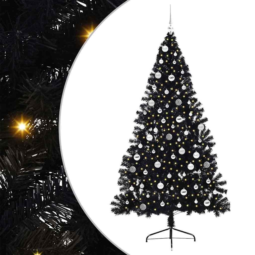Kunstmatig Voorverlicht Kerstboom met 300 LED Zwart 210 cm PVC