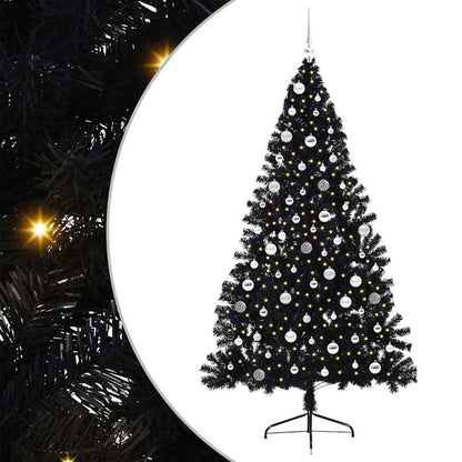 Kunstmatig Voorverlicht Kerstboom met 300 LED Zwart 210 cm PVC
