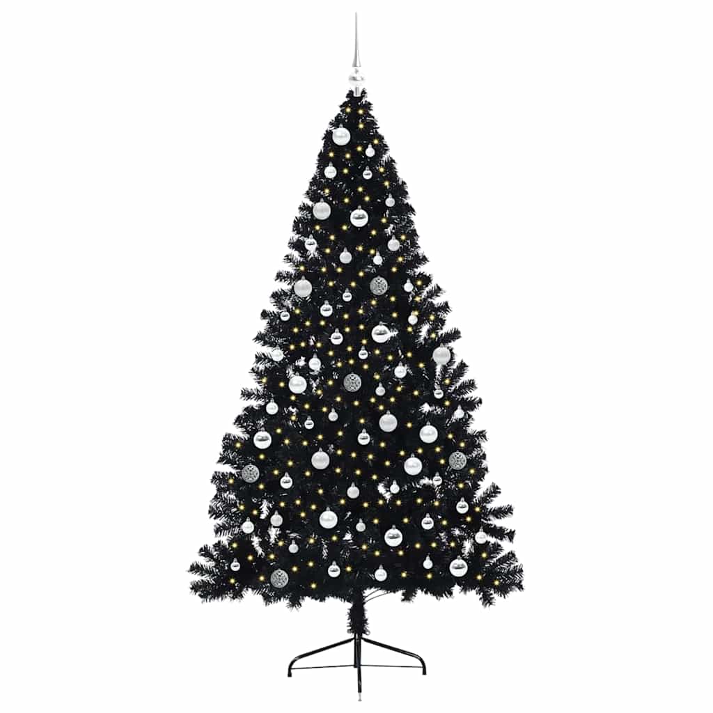 Kunstmatig Voorverlicht Kerstboom met 300 LED Zwart 210 cm PVC