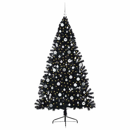 Kunstmatig Voorverlicht Kerstboom met 300 LED Zwart 210 cm PVC
