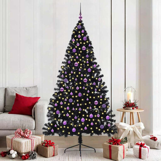 Kunstmatig Voorverlicht Kerstboom met 300 LED Zwart 210 cm PVC