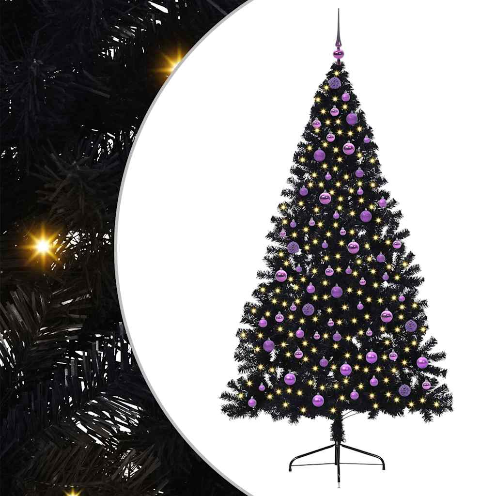 Kunstmatig Voorverlicht Kerstboom met 300 LED Zwart 210 cm PVC