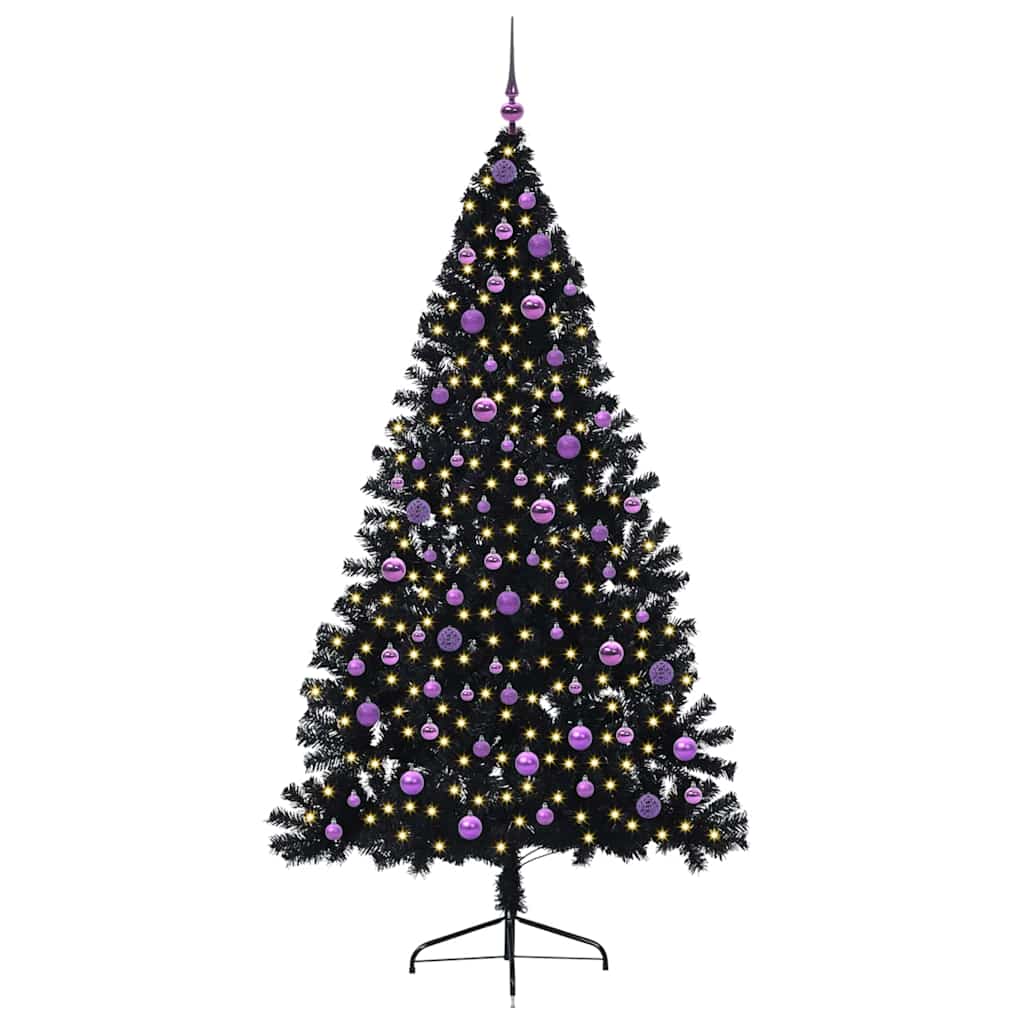Kunstmatig Voorverlicht Kerstboom met 300 LED Zwart 210 cm PVC