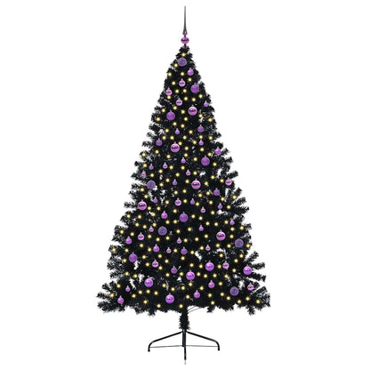 Kunstmatig Voorverlicht Kerstboom met 300 LED Zwart 210 cm PVC