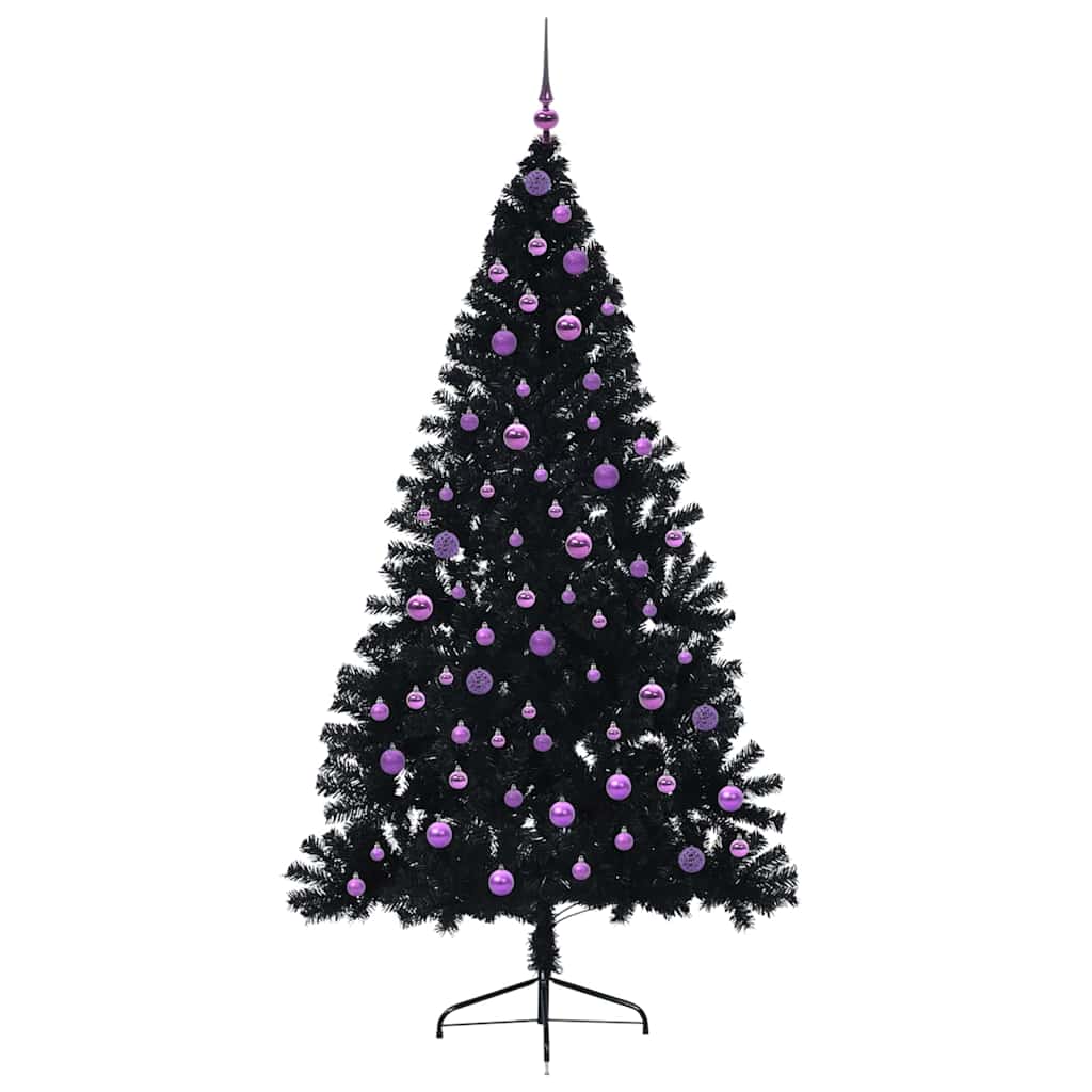 Kunstmatig Voorverlicht Kerstboom met 300 LED Zwart 210 cm PVC
