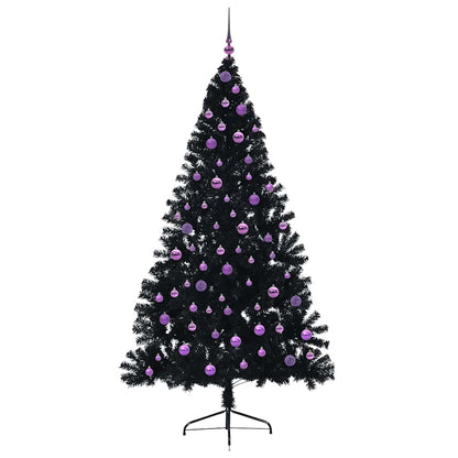 Kunstmatig Voorverlicht Kerstboom met 300 LED Zwart 210 cm PVC