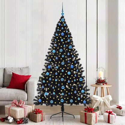 Kunstmatig Voorverlicht Kerstboom met 300 LED Zwart 210 cm PVC