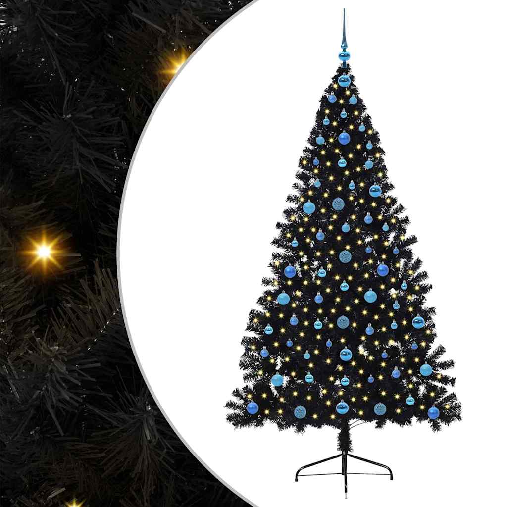 Kunstmatig Voorverlicht Kerstboom met 300 LED Zwart 210 cm PVC