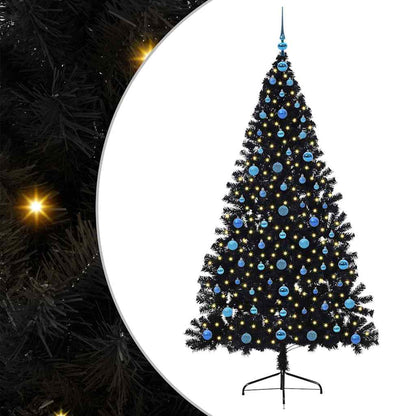 Kunstmatig Voorverlicht Kerstboom met 300 LED Zwart 210 cm PVC