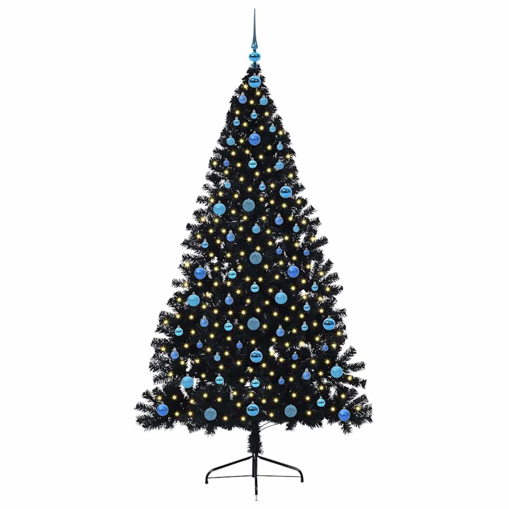 Kunstmatig Voorverlicht Kerstboom met 300 LED Zwart 210 cm PVC