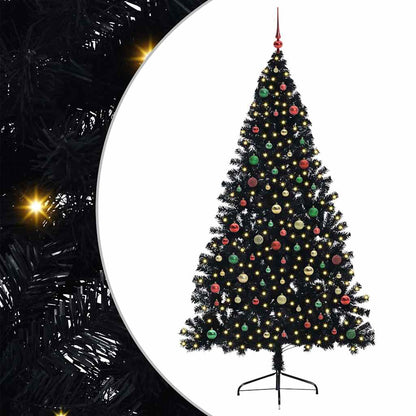 Kunstmatig Voorverlicht Kerstboom met 300 LED Zwart 210 cm PVC