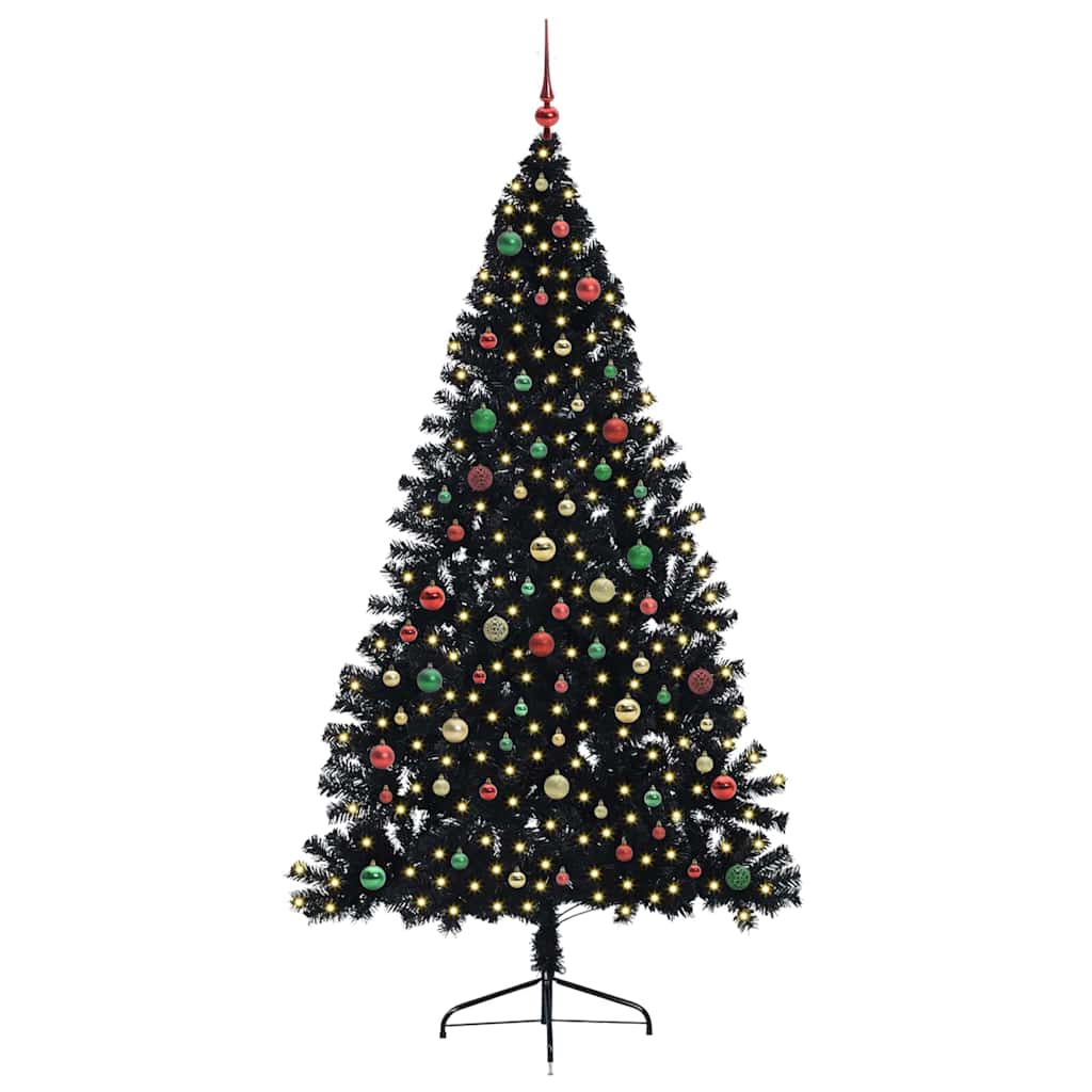 Kunstmatig Voorverlicht Kerstboom met 300 LED Zwart 210 cm PVC