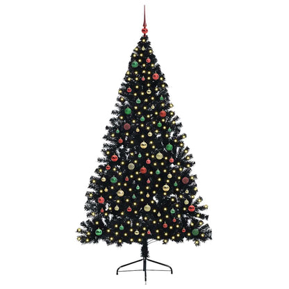 Kunstmatig Voorverlicht Kerstboom met 300 LED Zwart 210 cm PVC