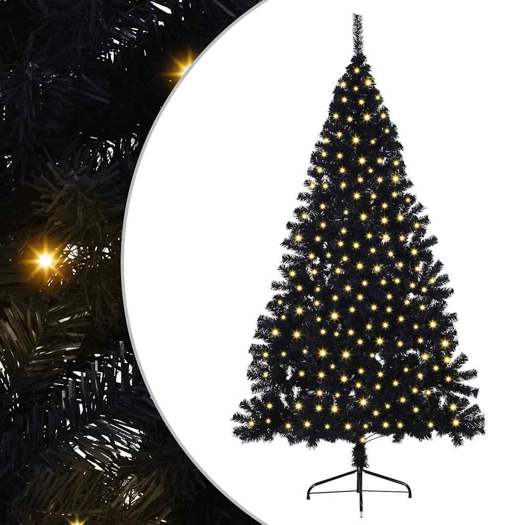 Kunstmatig Voorverlicht Kerstboom met 300 LED Zwart 240 cm PVC