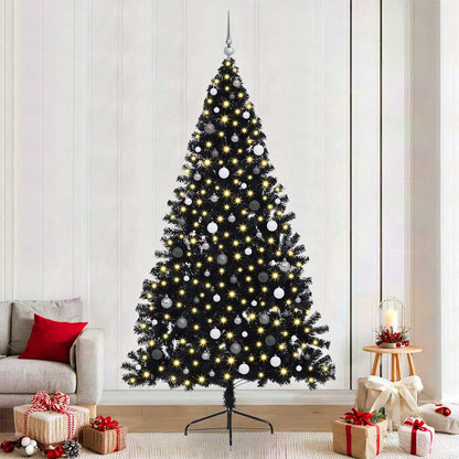 Kunstmatig Voorverlicht Kerstboom met 300 LED Zwart 240 cm PVC