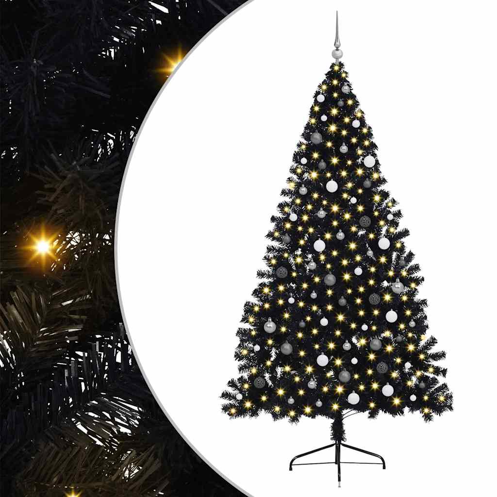Kunstmatig Voorverlicht Kerstboom met 300 LED Zwart 240 cm PVC