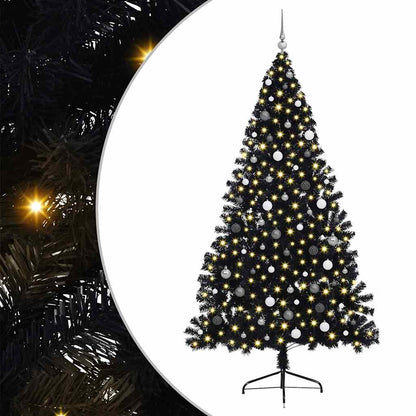 Kunstmatig Voorverlicht Kerstboom met 300 LED Zwart 240 cm PVC