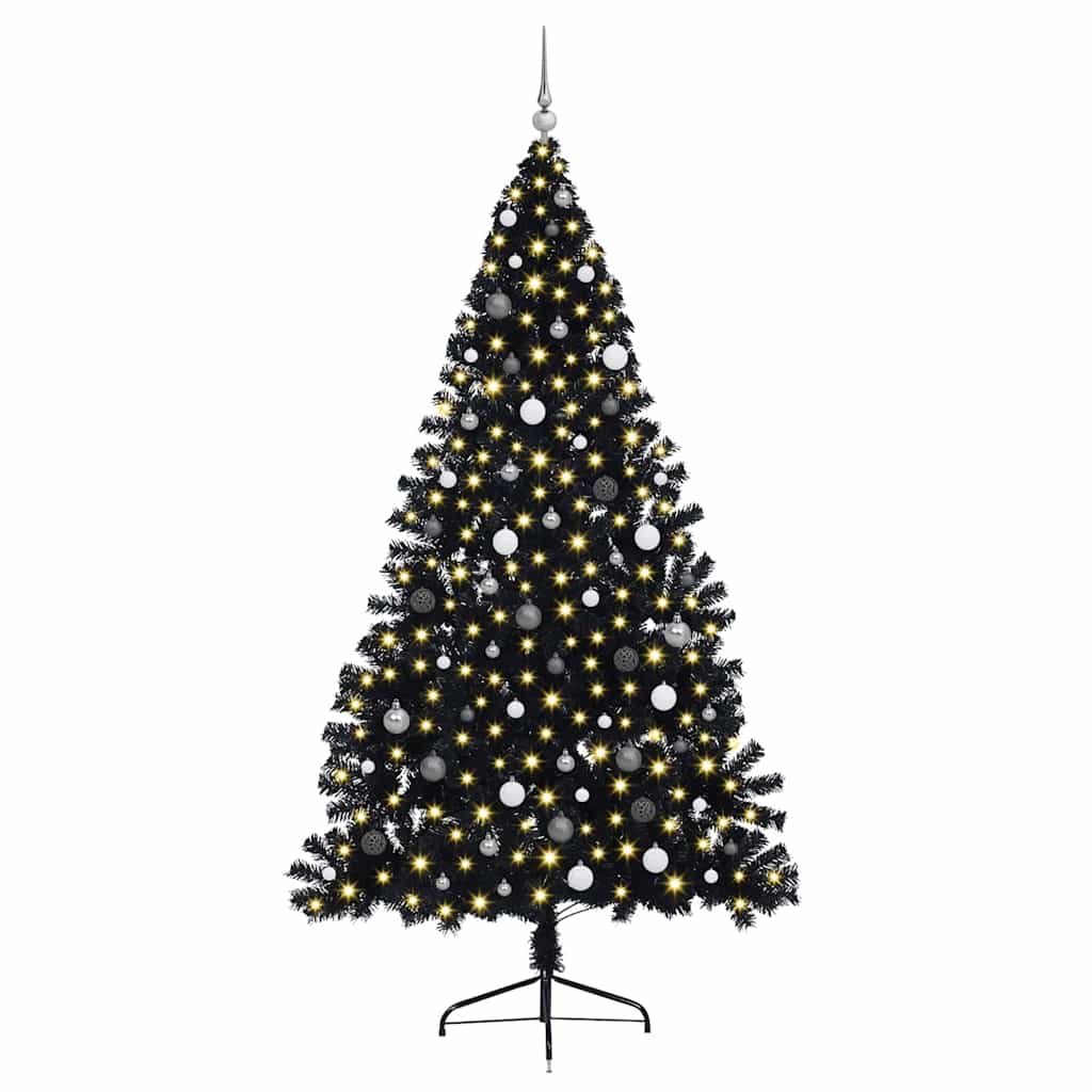 Kunstmatig Voorverlicht Kerstboom met 300 LED Zwart 240 cm PVC