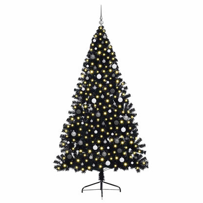 Kunstmatig Voorverlicht Kerstboom met 300 LED Zwart 240 cm PVC