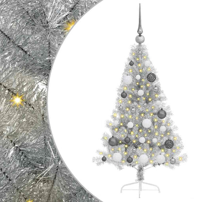 Kunstmatig Voorverlicht Kerstboom met 150 LED Zilver 120 cm PET