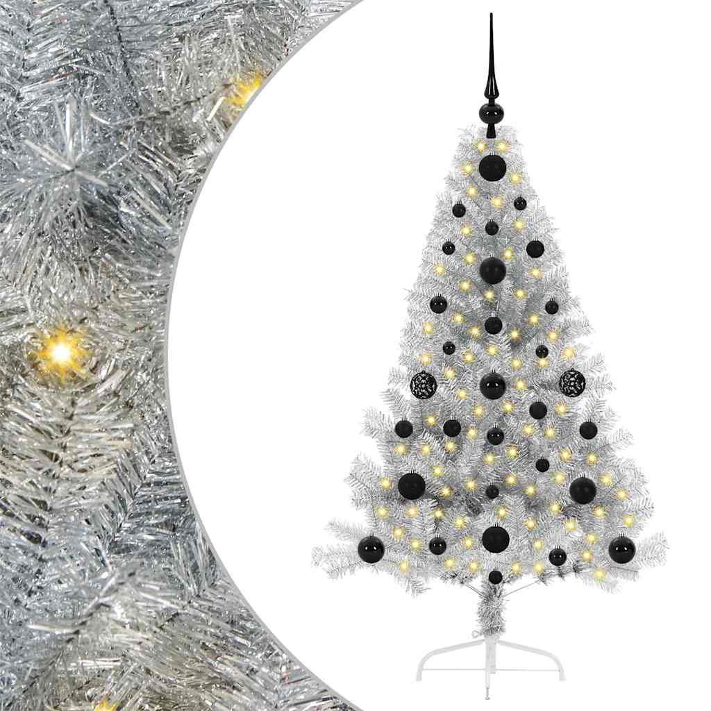 Kunstmatig Voorverlicht Kerstboom met 150 LED Zilver 120 cm PET