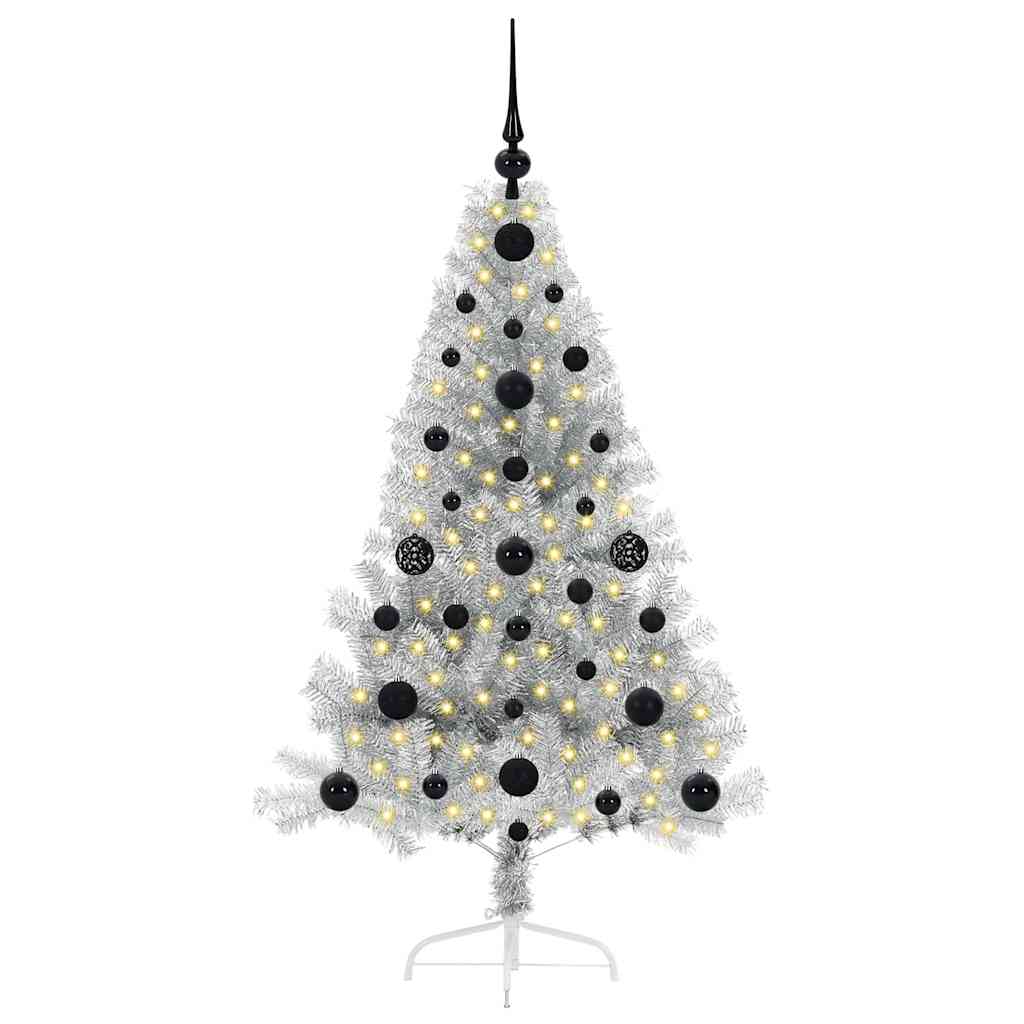 Kunstmatig Voorverlicht Kerstboom met 150 LED Zilver 120 cm PET
