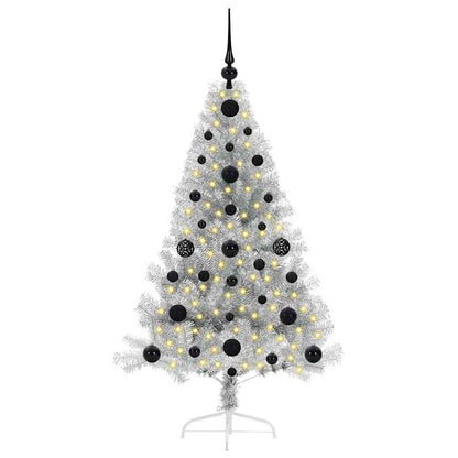 Kunstmatig Voorverlicht Kerstboom met 150 LED Zilver 120 cm PET