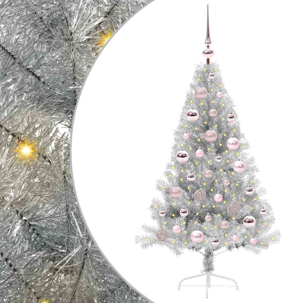 Kunstmatig Voorverlicht Kerstboom met 150 LED Zilver 120 cm PET