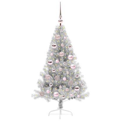 Kunstmatig Voorverlicht Kerstboom met 150 LED Zilver 120 cm PET