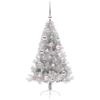 Kunstmatig Voorverlicht Kerstboom met 150 LED Zilver 120 cm PET