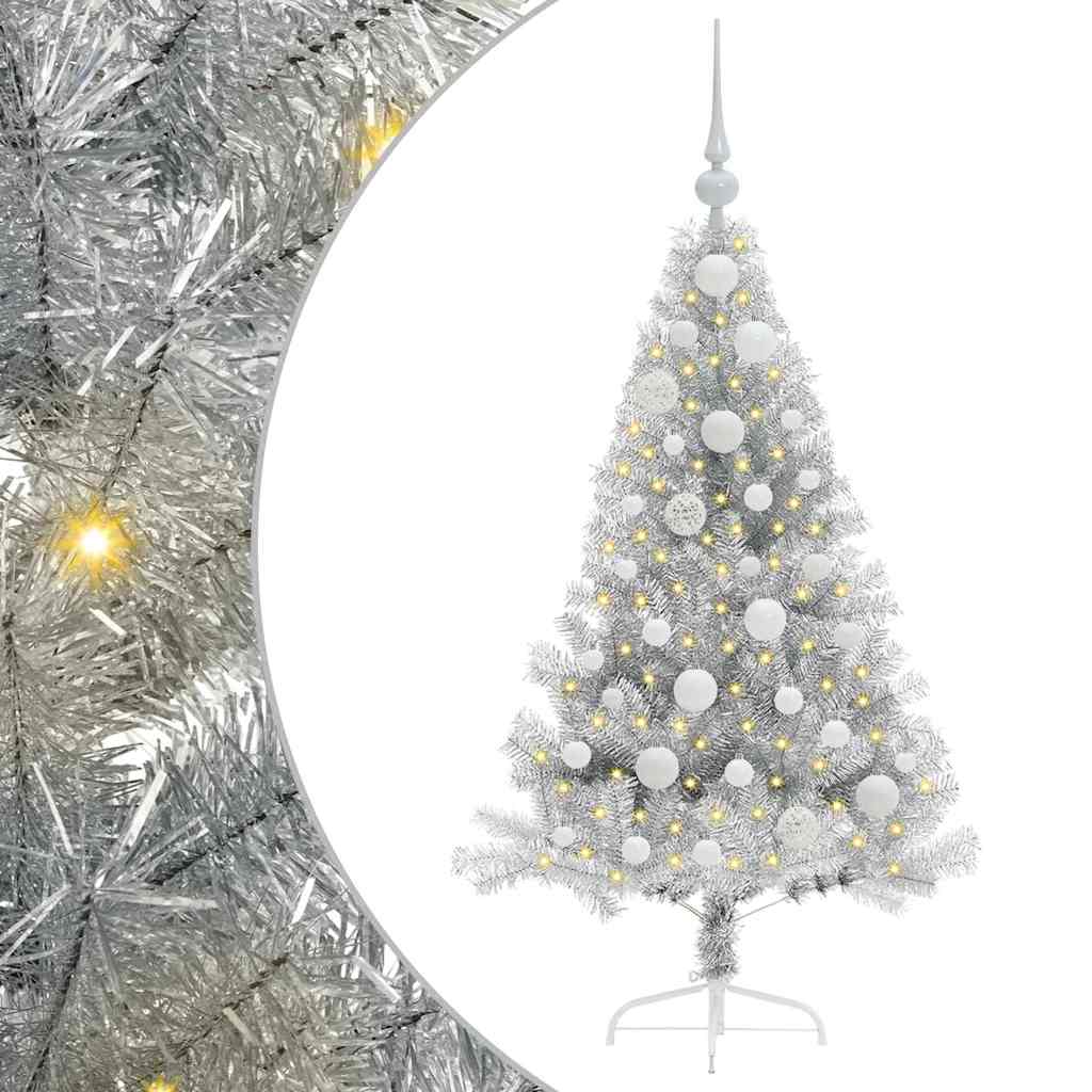 Kunstmatig Voorverlicht Kerstboom met 150 LED Zilver 120 cm PET