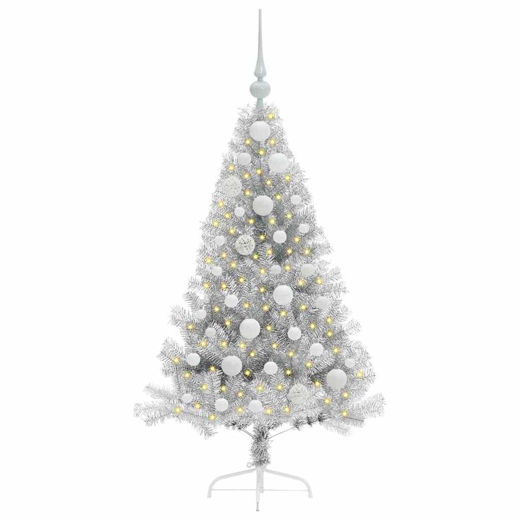 Kunstmatig Voorverlicht Kerstboom met 150 LED Zilver 120 cm PET