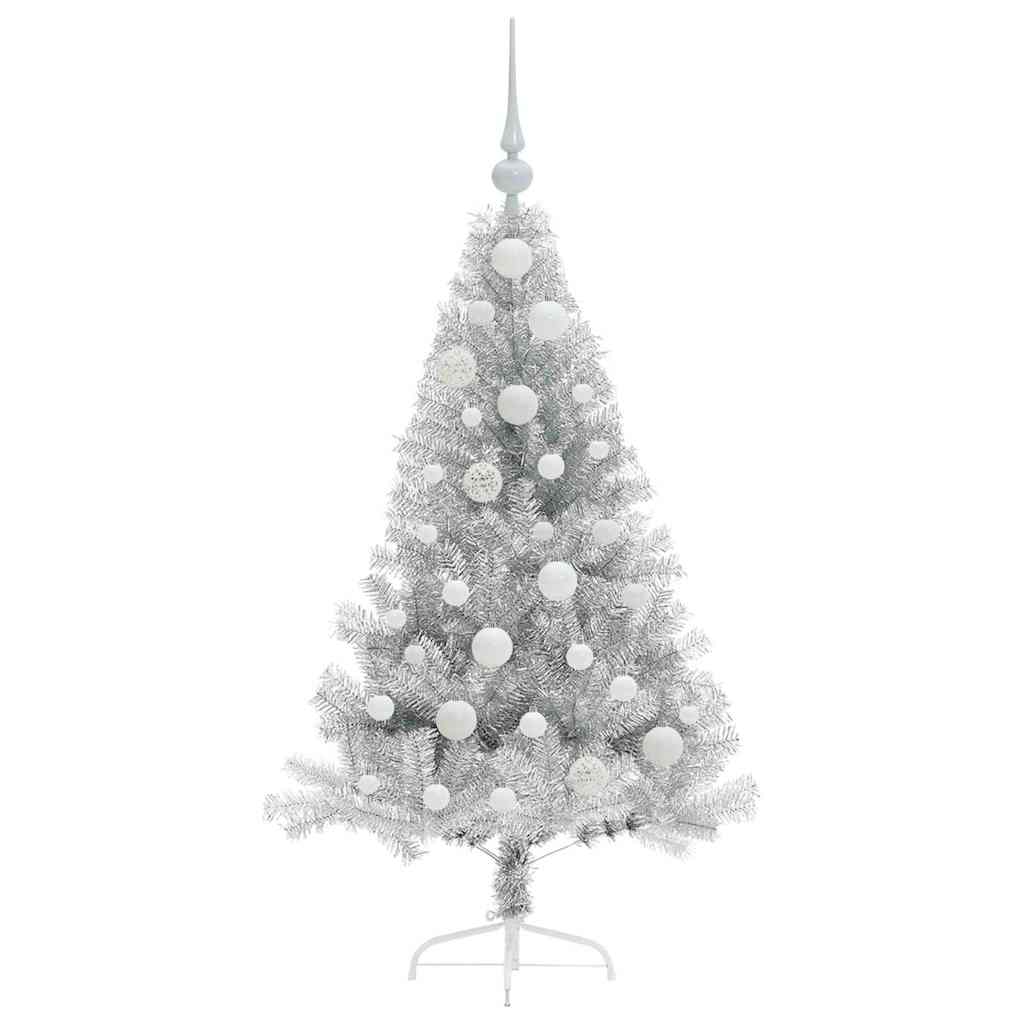 Kunstmatig Voorverlicht Kerstboom met 150 LED Zilver 120 cm PET
