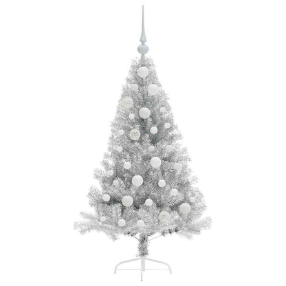 Kunstmatig Voorverlicht Kerstboom met 150 LED Zilver 120 cm PET