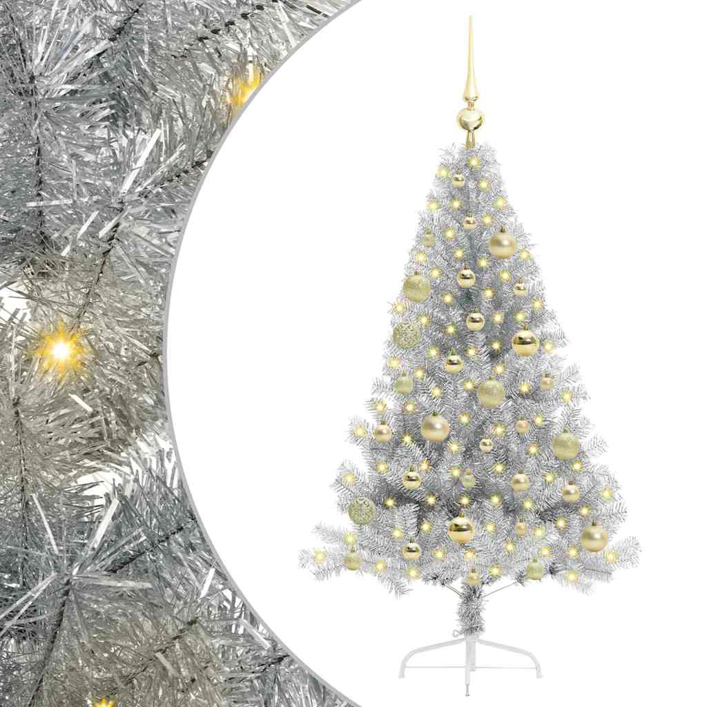 Kunstmatig Voorverlicht Kerstboom met 150 LED Zilver 120 cm PET