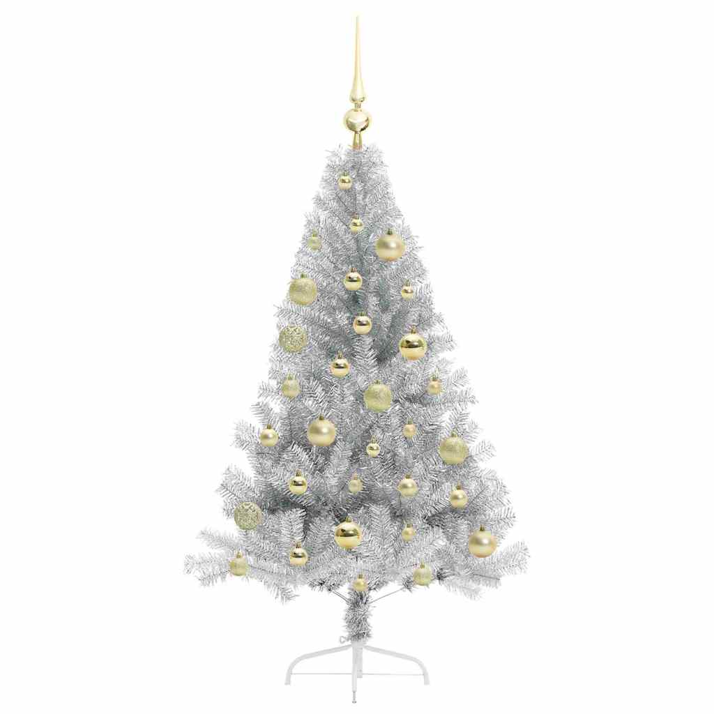 Kunstmatig Voorverlicht Kerstboom met 150 LED Zilver 120 cm PET