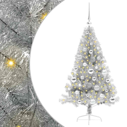 Kunstmatig Voorverlicht Kerstboom met 150 LED Zilver 120 cm PET