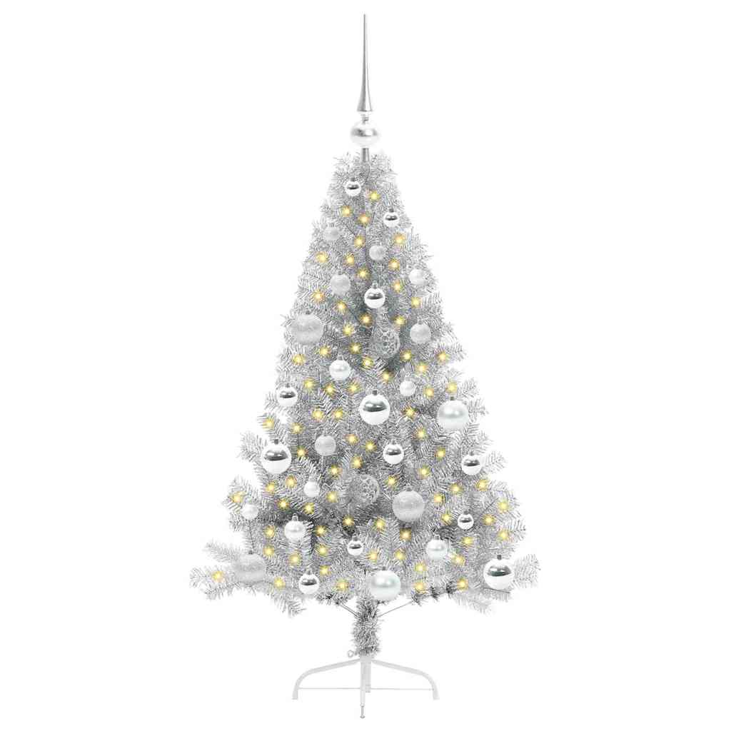 Kunstmatig Voorverlicht Kerstboom met 150 LED Zilver 120 cm PET