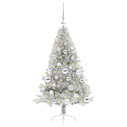 Kunstmatig Voorverlicht Kerstboom met 150 LED Zilver 120 cm PET