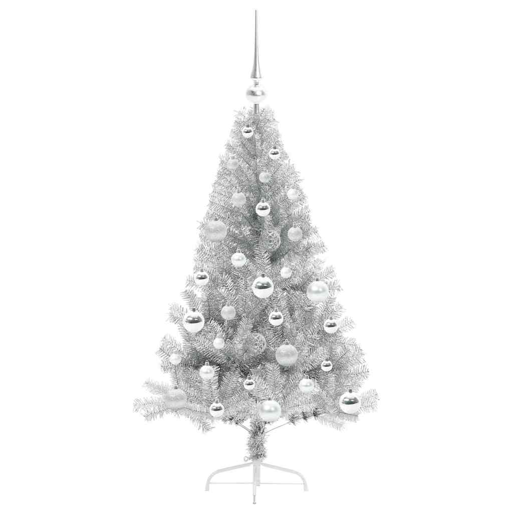 Kunstmatig Voorverlicht Kerstboom met 150 LED Zilver 120 cm PET