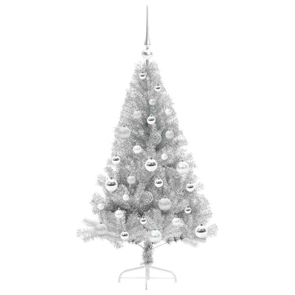Kunstmatig Voorverlicht Kerstboom met 150 LED Zilver 120 cm PET