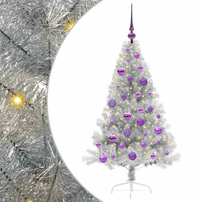 Kunstmatig Voorverlicht Kerstboom met 150 LED Zilver 120 cm PET